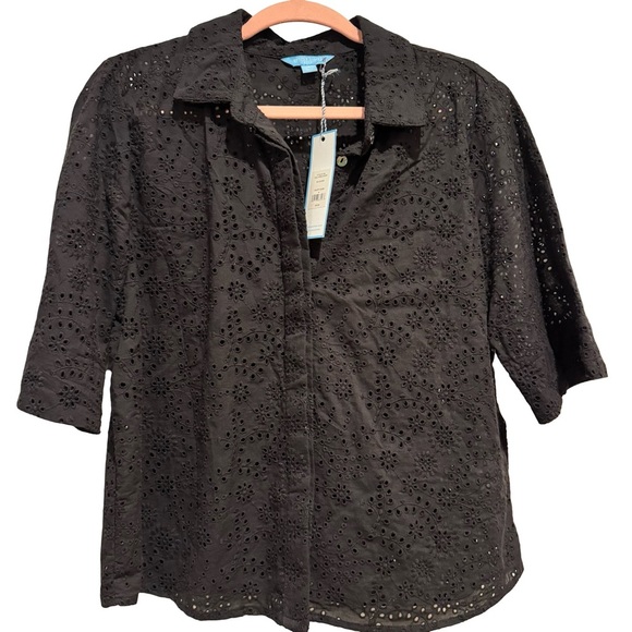 Draper James Tops - Draper James Black Eyelet Blouse NWT